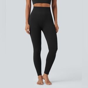 HALARA OneForm Seamless Flow Waffle High Waisted 7/8 Yoga Leggings XS Black
